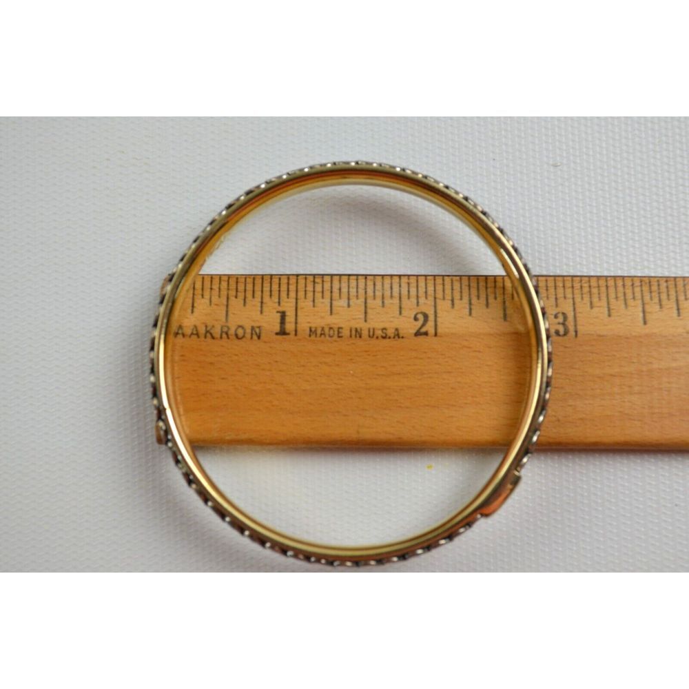 Gold Tone Dangle Bracelet Marked " W " with‎ Herringbone Pattern 2.75" Across - Picture 3 of 5
